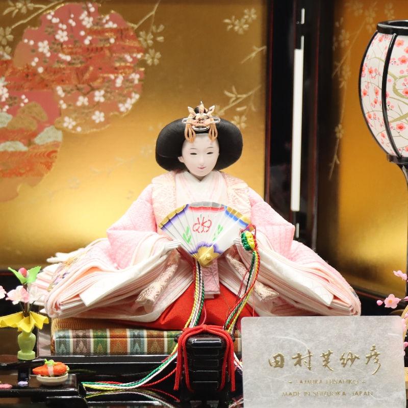 雛人形 収納飾り しぼり柄にあやめと鴛鴦 田村芙紗彦 京十二番 親王 雪輪に桜金彩収納引出し式 2024-yg069 幅60cm 収納飾_8