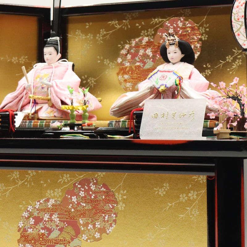 雛人形 収納飾り しぼり柄にあやめと鴛鴦 田村芙紗彦 京十二番 親王 雪輪に桜金彩収納引出し式 2024-yg069 幅60cm 収納飾_9