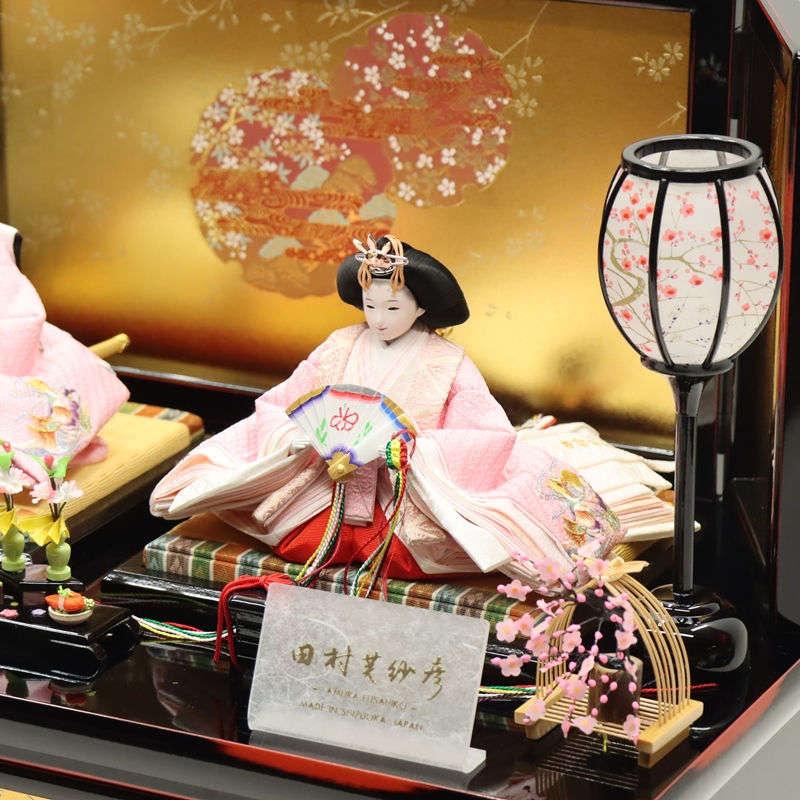 雛人形 収納飾り しぼり柄にあやめと鴛鴦 田村芙紗彦 京十二番 親王 雪輪に桜金彩収納引出し式 2024-yg069 幅60cm 収納飾_10