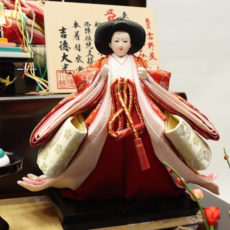雛人形 段飾り 春窓雛 吉徳大光 京十親王 五寸官女 江都みやび 正絹 春窓三段飾り 2024-yg123 幅85cm 三段飾_7