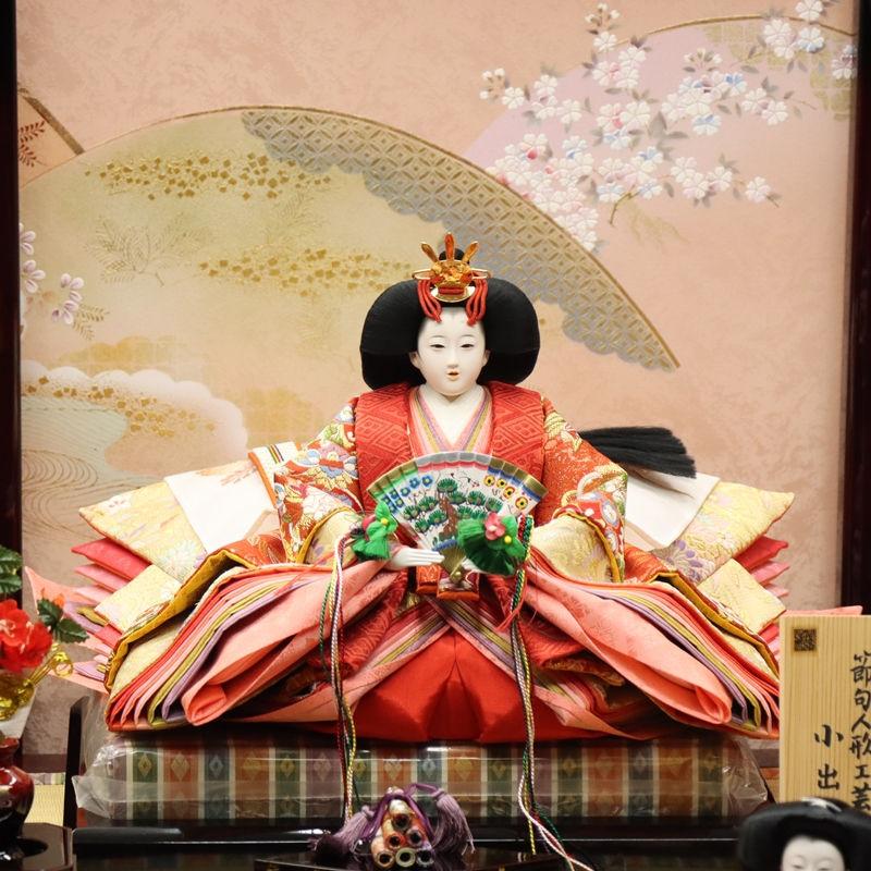 雛人形 段飾り 妙〜たえ 松寿 京七番親王 大三五官女 平安 春慶塗り落とし屏風桜花扇の舞 2024-yg129 幅155cm 三段飾_6