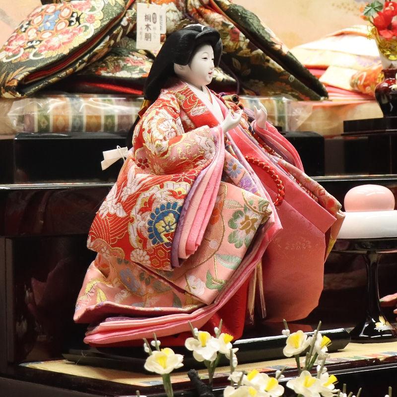 雛人形 段飾り 妙〜たえ 松寿 京七番親王 大三五官女 平安 春慶塗り落とし屏風桜花扇の舞 2024-yg129 幅155cm 三段飾_7