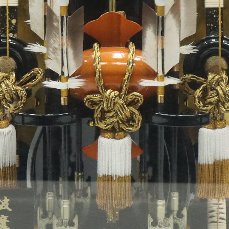 破魔弓 ケース飾り 王朝 15号 打出の小槌 高さ56cm 黒塗りケース 2024-ys041の画像