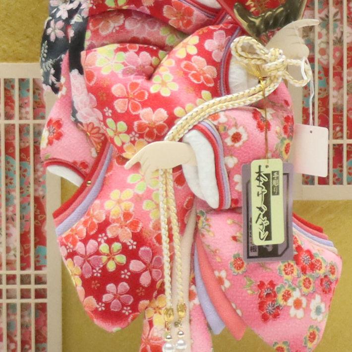 羽子板 ケース飾り 暁 15号 縮緬 高さ59cm 黒塗りケース 2024-ys149の画像