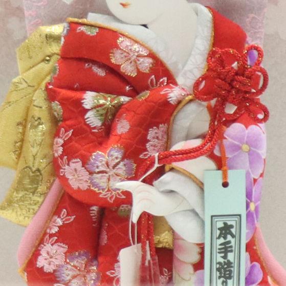 羽子板 ケース飾り 花衣 10号 金襴 高さ45cm 黒塗りピンクケース 2024-ys161の画像