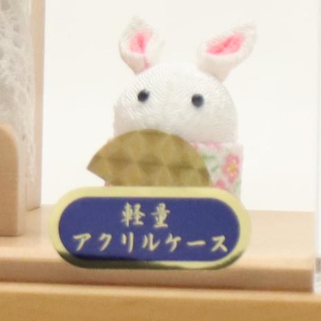 羽子板 ケース飾り 結愛 9号 つまみ細工 白 高さ32cm アクリルケース 2024-ys218の画像