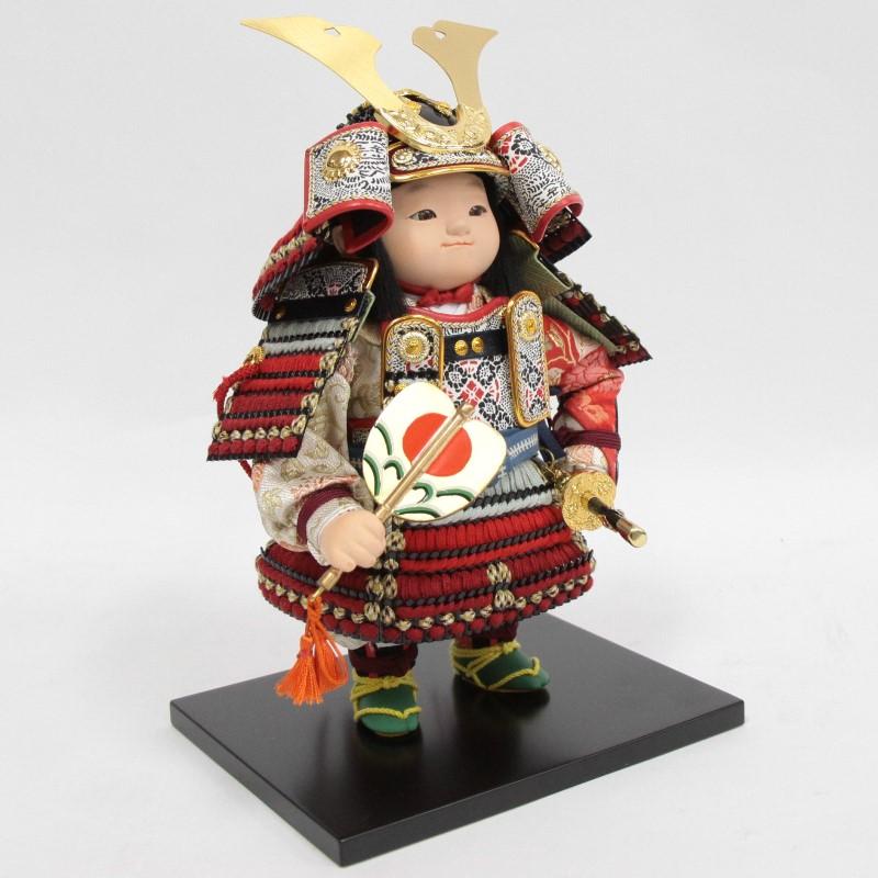 五月人形 子ども大将平飾 幸一光作 若大将 輝 鎧着大将 ベルベット（レッド） 2025-tb149 幅41cm_13