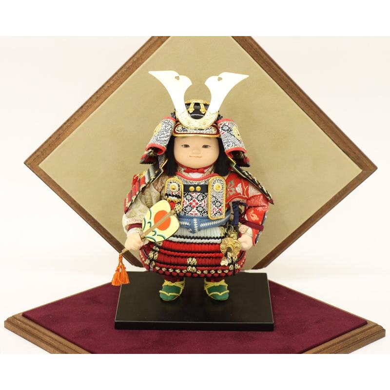五月人形 子ども大将平飾 幸一光作 若大将 輝 鎧着大将 ベルベット（レッド） 2025-tb149 幅41cm_19