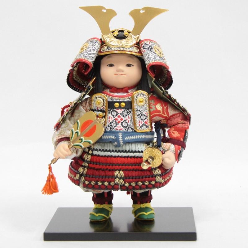 五月人形 子ども大将平飾 幸一光作 若大将 輝 鎧着大将 ベルベット（レッド） 2025-tb149 幅41cm_3