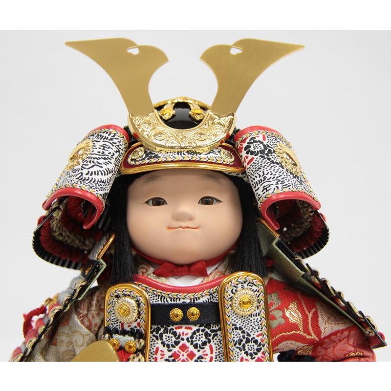 五月人形 子ども大将平飾 幸一光作 若大将 輝 鎧着大将 ベルベット（レッド） 2025-tb149 幅41cm_7