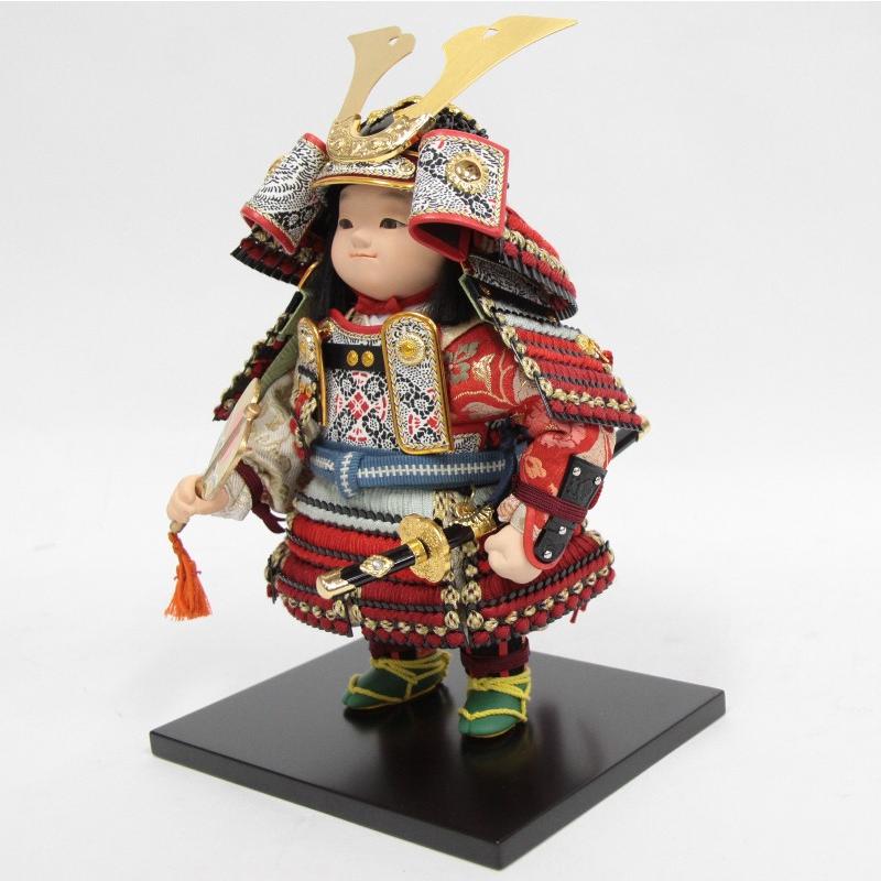 五月人形 子ども大将平飾 幸一光作 若大将 輝 鎧着大将 ベルベット（レッド） 2025-tb149 幅41cm_8