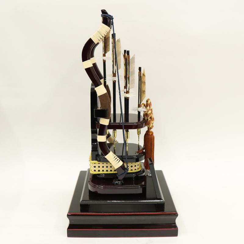 破魔弓 ケース飾り 大雅 18号 高さ56cm  龍彫金バック 研ぎ出し風ケース 2025-ts089の画像