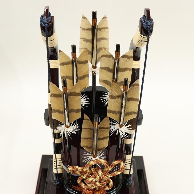 破魔弓 ケース飾り 大雅 18号 高さ56cm  龍彫金バック 研ぎ出し風ケース 2025-ts089の画像
