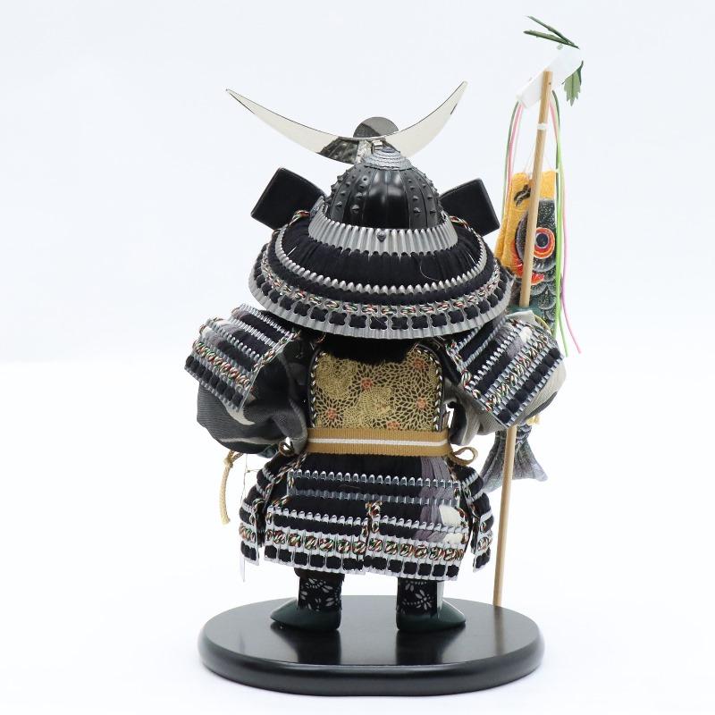 五月人形 子ども大将 平飾り 好洋作 悠 幅48cm 鎧着 上杉謙信 黒塗 京からかみ屏風_8
