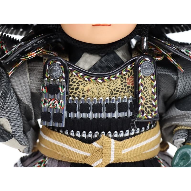 五月人形 子ども大将 平飾り 好洋作 悠 幅48cm 鎧着 上杉謙信 黒塗 京からかみ屏風_10