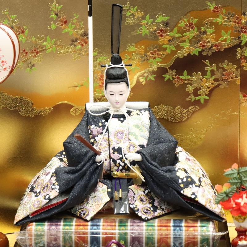 雛人形 段飾り 花咲く本のせかい 田村芙紗彦 京十番親王 芥子官女 桜金彩刺しゅう 京箔道長桜屏風 2025-yg006 幅80cm 三段飾_5