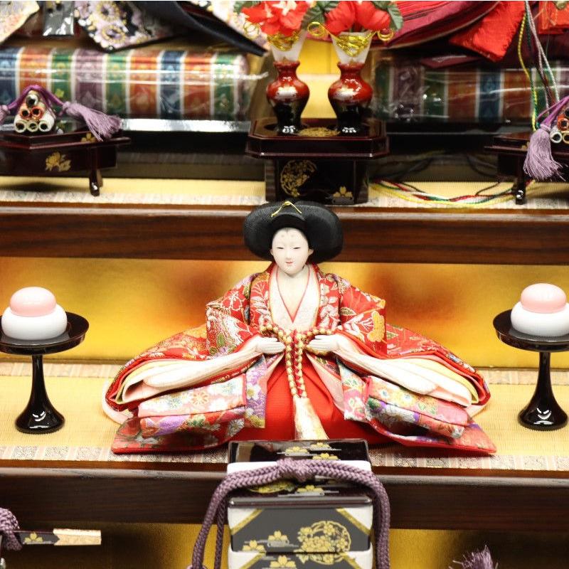 雛人形 段飾り 花咲く本のせかい 田村芙紗彦 京十番親王 芥子官女 桜金彩刺しゅう 京箔道長桜屏風 2025-yg006 幅80cm 三段飾_8