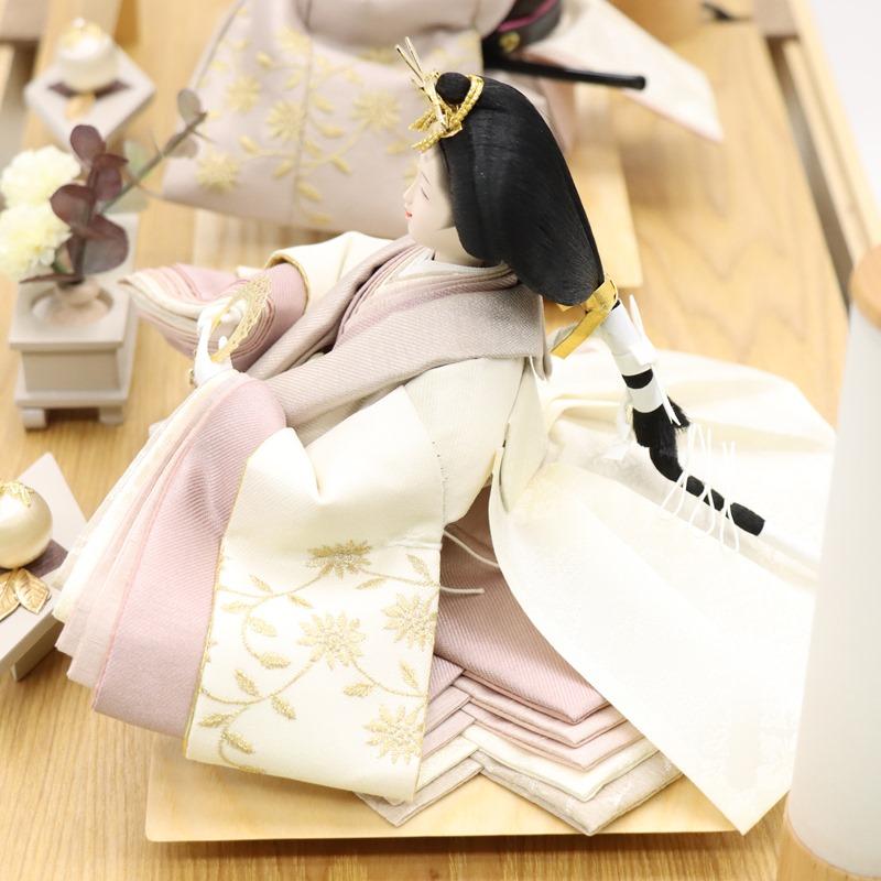 雛人形 親王ケース飾 HAKUYOU HINADOLL 大芥子 2人 幅55cm 金糸刺繍 アクリルケース 白木_10