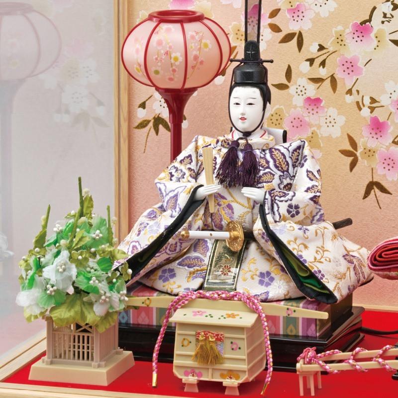 雛人形 ケース飾り 舞姫 三五 親王飾り 幅53cm Wオーク アクリルケース 木目 2人_1