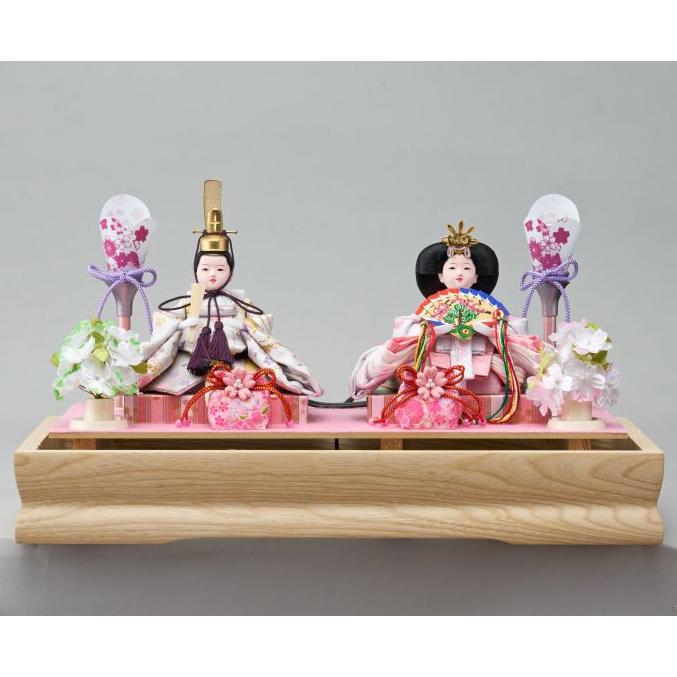雛人形 ケース飾り まるこ 豆 親王飾り 幅42cm Wオーク アクリルケース 木目 2人_3