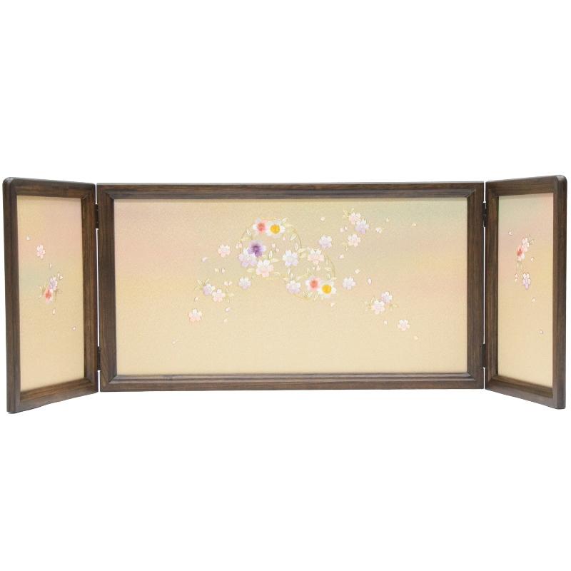 アウトレット品 雛人形屏風単品 13号春菜屏風 オーク塗刺繍金彩花丸倫光E 21ya1138 A-145sb