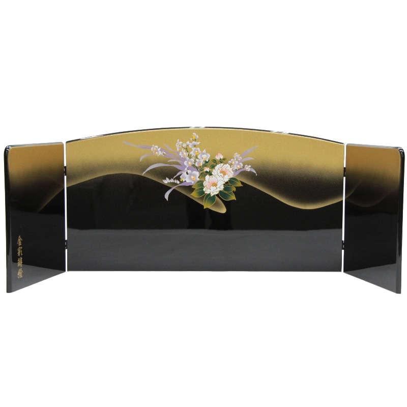 アウトレット品 雛人形屏風単品 15号三月屏風 まどか金彩さざんかGボカシ 21ya1370 sn181