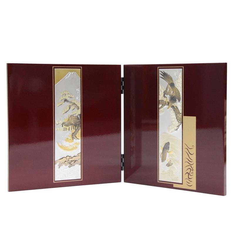 アウトレット品 五月人形屏風単品 9号五月屏風 仁 白檀塗彫金山と水鯉 21ya1619 D-49sb