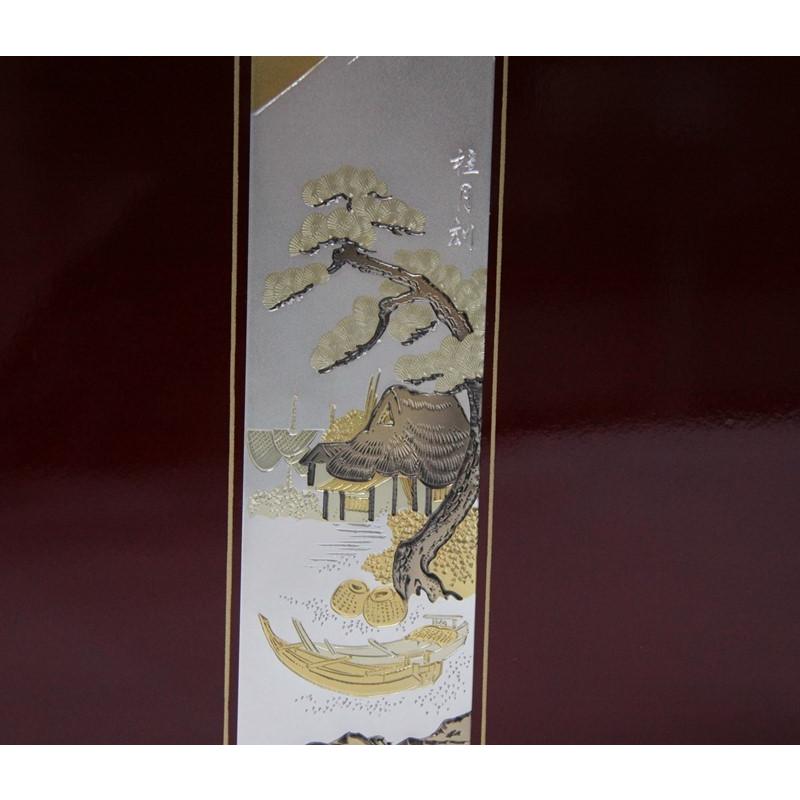 アウトレット品 五月人形屏風単品 9号五月屏風 仁 白檀塗彫金山と水鯉 21ya1619 D-49sbの画像