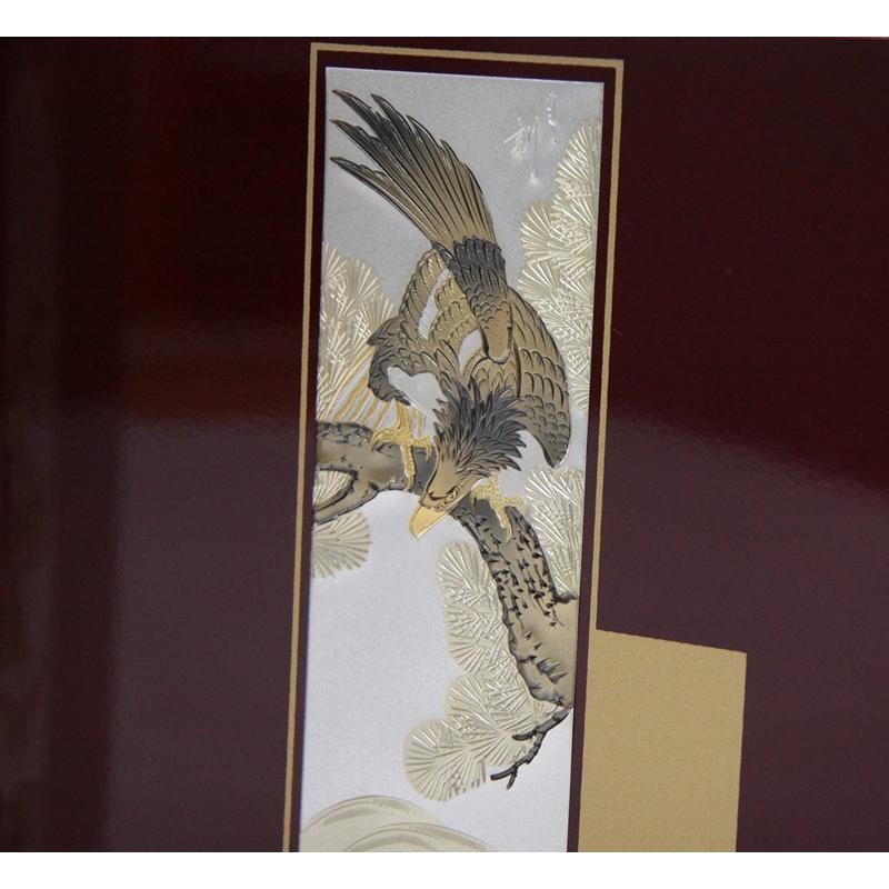 アウトレット品 五月人形屏風単品 9号五月屏風 仁 白檀塗彫金山と水鯉 21ya1619 D-49sbの画像