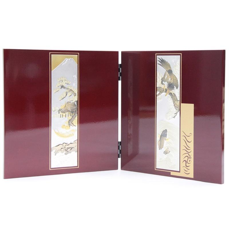 アウトレット品 五月人形屏風単品 9号五月屏風 仁 白檀塗彫金山と水鯉 21ya1619 D-49sbの画像