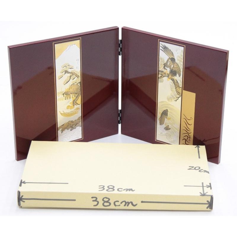 アウトレット品 五月人形屏風単品 9号五月屏風 仁 白檀塗彫金山と水鯉 21ya1619 D-49sbの画像