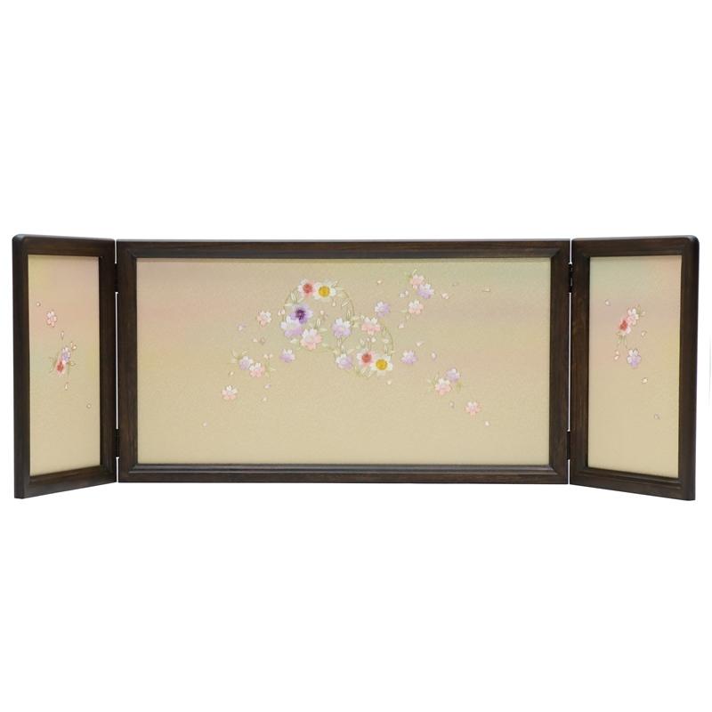 アウトレット品 雛人形三月屏風 屏風のみ 13号 刺繍金彩花丸 桂 22a-ya-2122