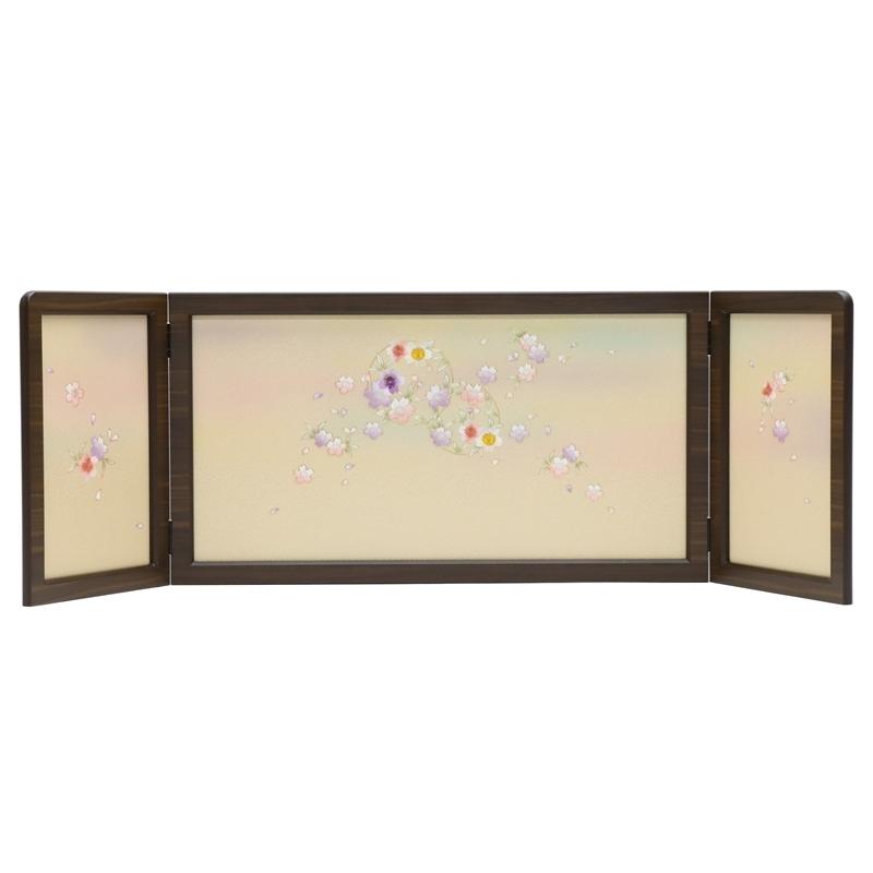 アウトレット品 雛人形三月屏風 屏風のみ 13号 刺繍金彩花丸 瑞兆 三曲屏風 22a-ya-2230