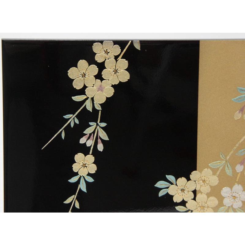 アウトレット品 雛人形平飾台 屏風・台セット 58cm 黒塗金色帯平台 50cm