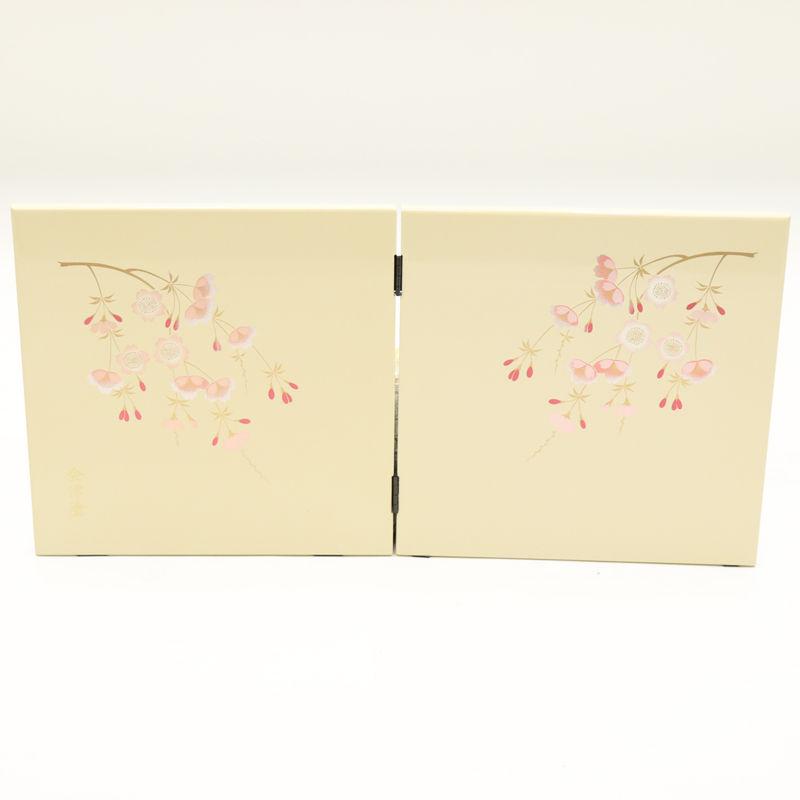 アウトレット品 屏風 単品 24cm 三輪桜 二曲屏風 アイボリー 24a-ya-0234の画像