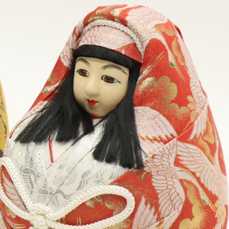 アウトレット品 民芸品 姫だるま 殿・姫ペア 4号 金襴 鶴柄 縁起物 24a