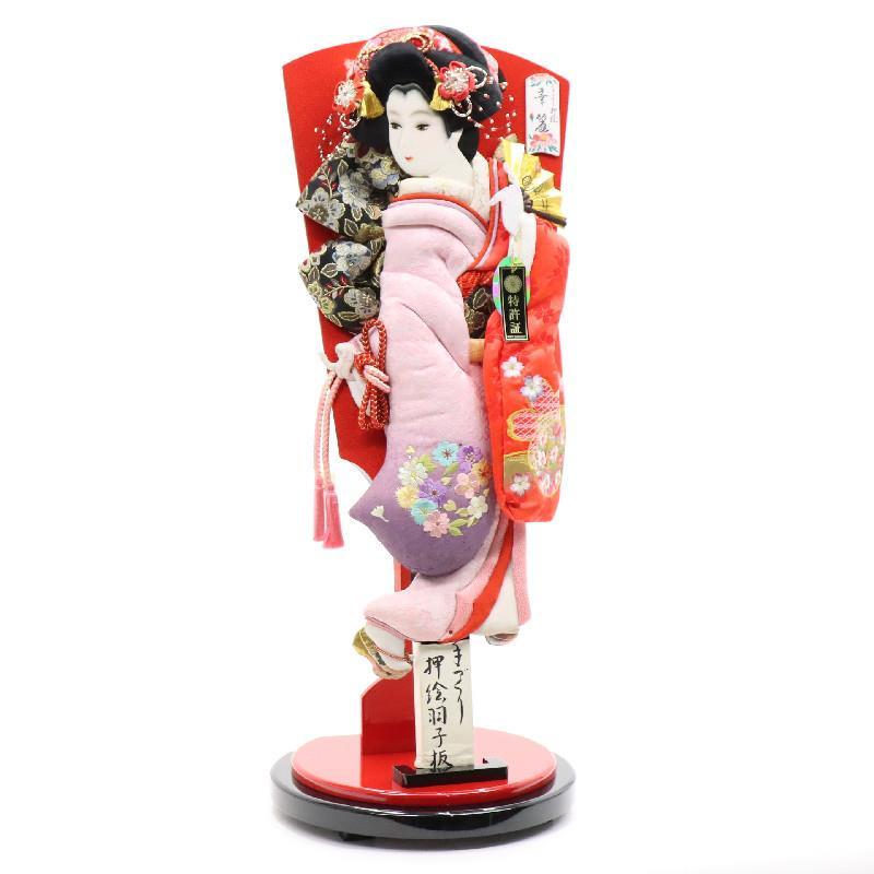 アウトレット品 正月飾り 羽子板セット 押絵全身羽子板スタンド飾り 23号 桃色 華麗 スタンド付き 26a-ya-0784_1