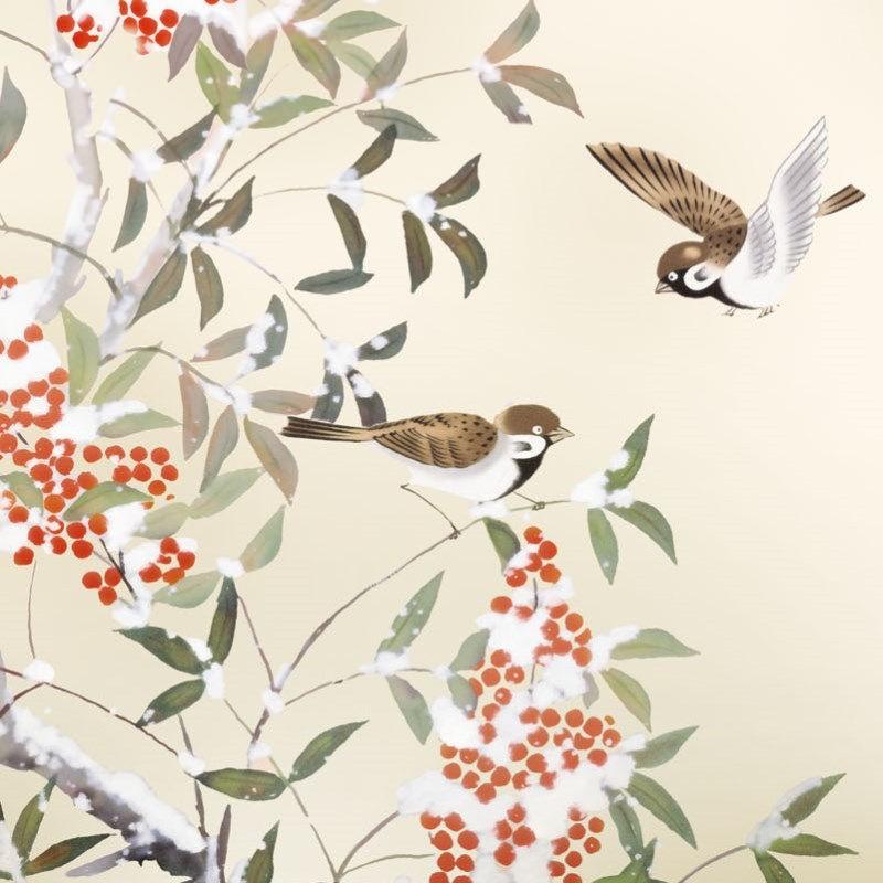 額絵 日本画 花鳥画 冬飾り 南天に雀 F4 緒方葉水 G4 Bk092 F4 代引き不可 Gk A1 101 G4bk092 M 社人形会館 通販 Yahoo ショッピング