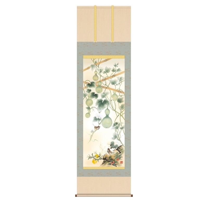 掛軸 開運画 開運花鳥 開運六瓢息災図 尺三 伊藤翔風 [KZ2D5-004](代引っ張ること不可) 楽器、手芸、コレクション-美術、工芸品