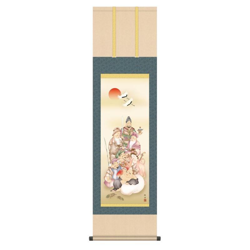 掛軸 日本画 表徴画 江桂舟 七福神 しちふくじん 尺三 KZ3MD1-041 (代引っ張ること不可) 掛け軸-美術、工芸品-楽器、手芸、コレクション