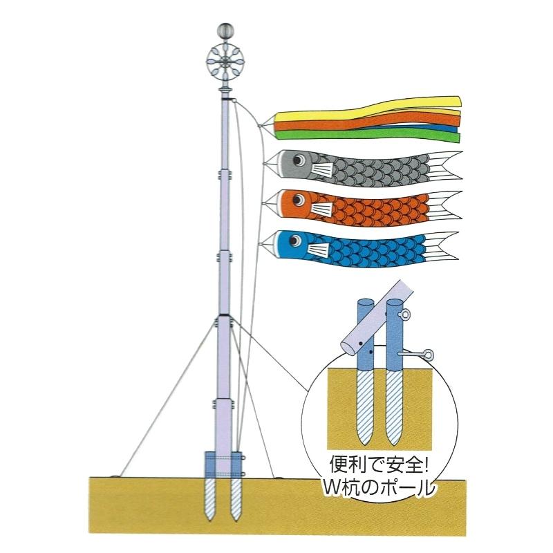 現品発送 鯉のぼり用 Wパイルポール 8号 4m鯉用 kn-p-0208 【YWU8940365416】(32078円)