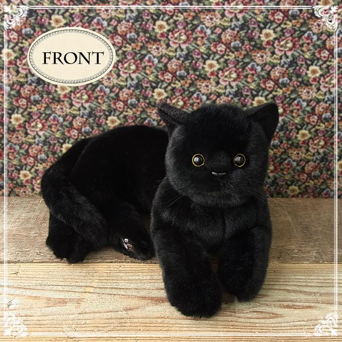 ニニアンドキノ 寝そべりにゃんこ 黒猫 (成猫) ぬいぐるみ 猫 ねこ