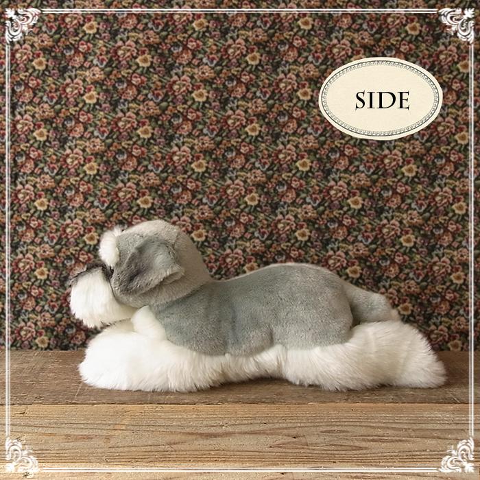 ニニアンドキノ ぬいぐるみ 犬 リアル 寝そべりわんこ シュナウザー