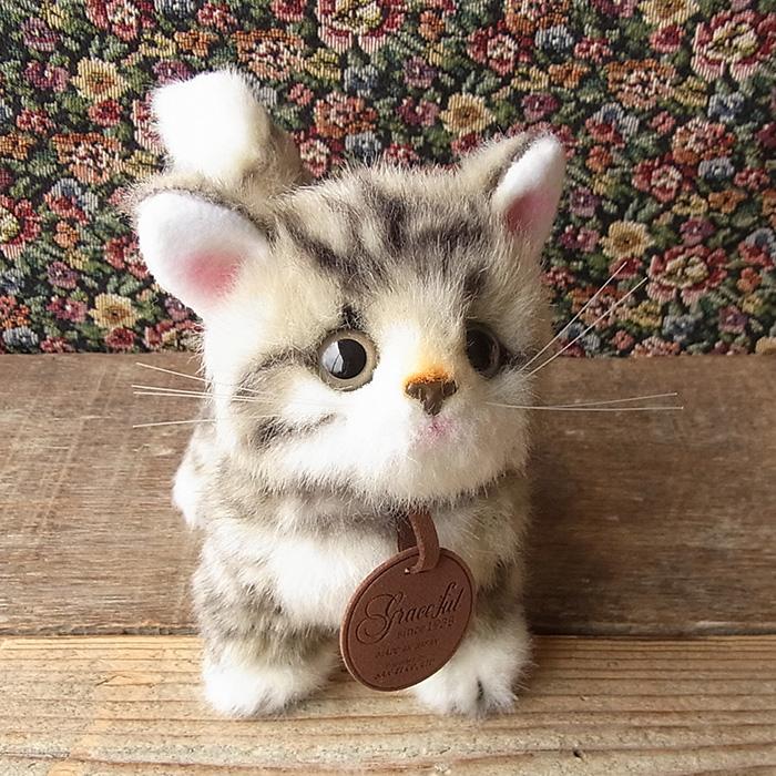 三英貿易 復刻 こねこのミーヤ グレー 立ち ぬいぐるみ】猫 ねこ ネコ