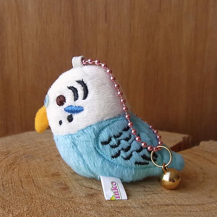 TST 鈴付き キーホルダー セキセイインコ（ホワイト・ブルー