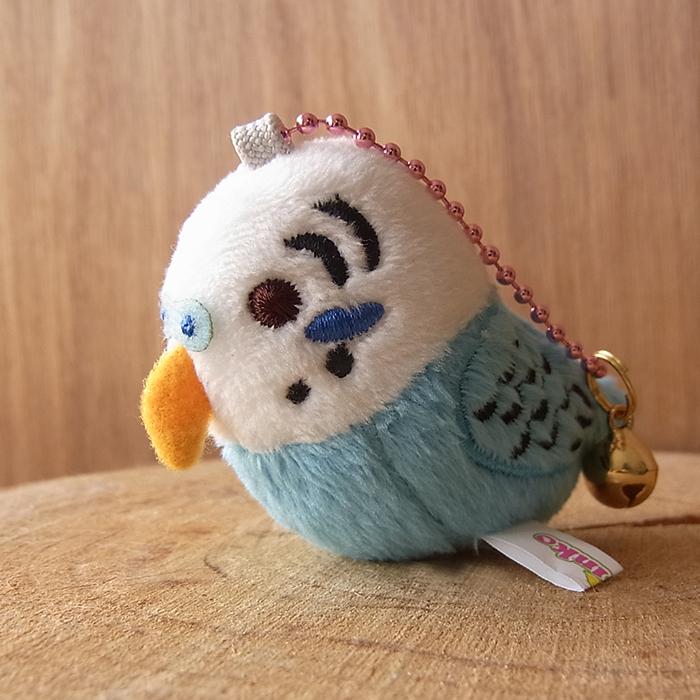TST 鈴付き キーホルダー セキセイインコ（ホワイト・ブルー