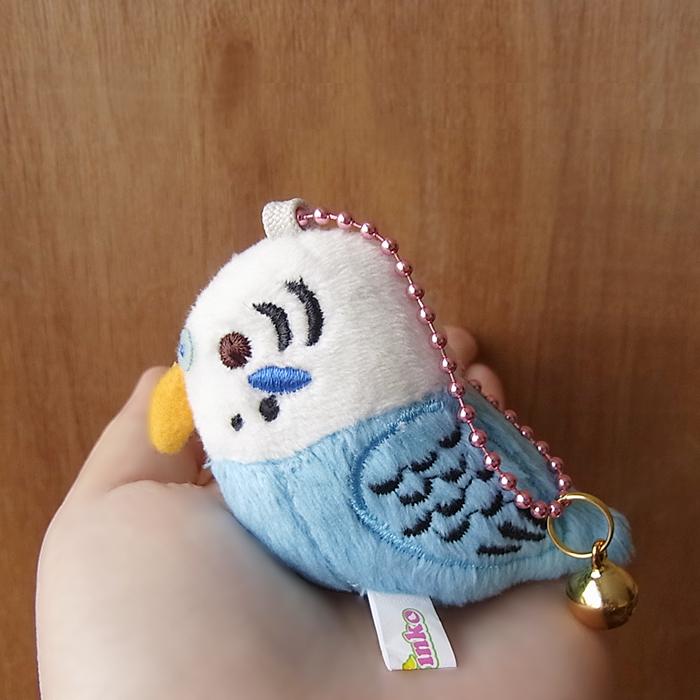 TST 鈴付き キーホルダー セキセイインコ（ホワイト・ブルー