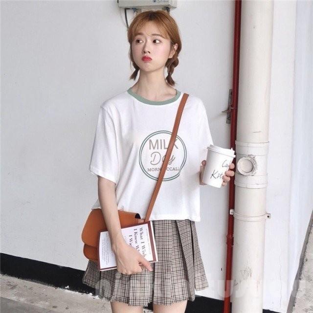 ショート丈tシャツ半袖ガーリー韓国原宿系ファッションレディーストップスカジュアルスポーティー韓国 Lea Nxki4zqi ニンキニツショウ 通販 Yahoo ショッピング