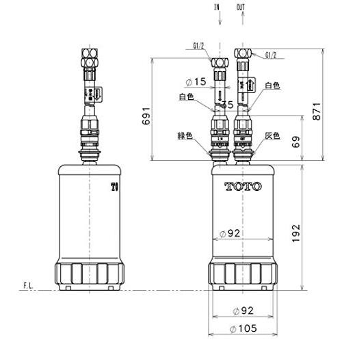 TOTO 浄水器 TK302B2 ホワイト｜nino-1028｜06