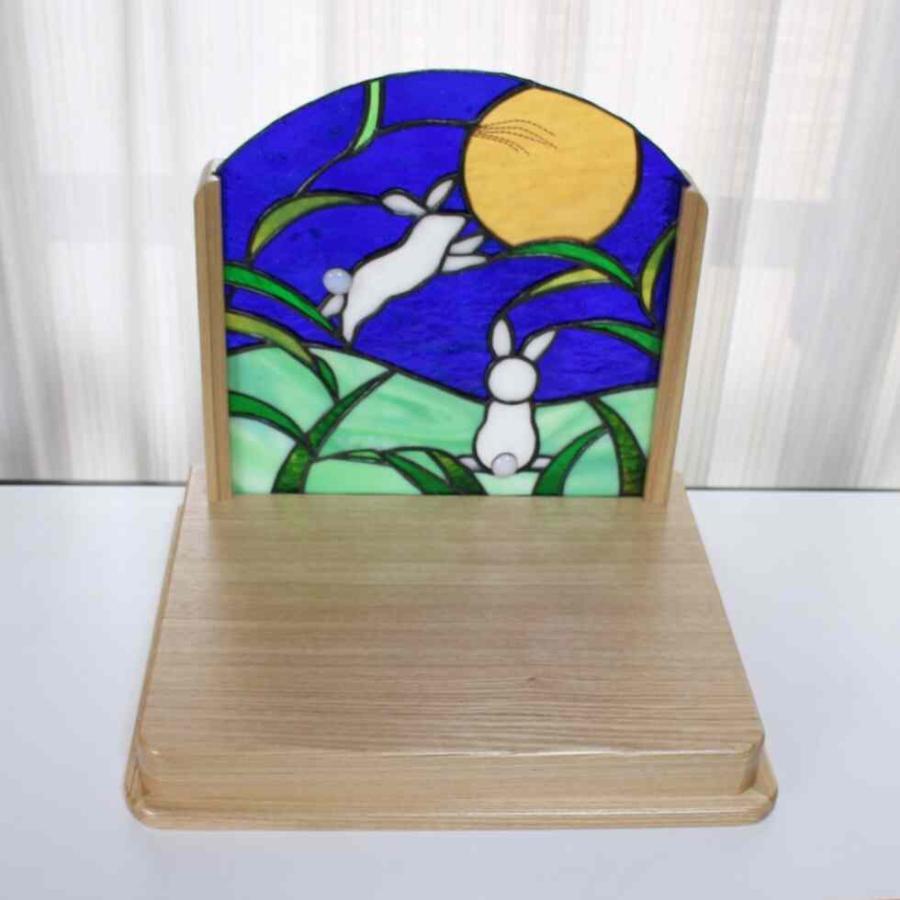※希少※ ステンドグラス　ティアラ　置物　木の枠付き 仏壇 ミニ コンパクト モダン おしゃれ ステンドグラス 「オープン仏壇